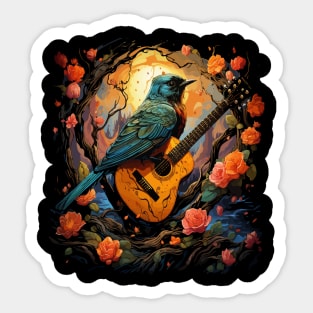 American Robin Playing Guitar Sticker